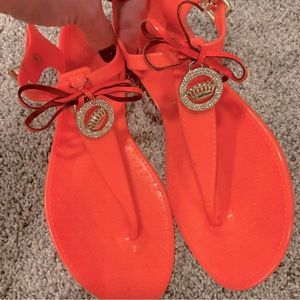 Juicy Couture Jelly Sandals, size 9, hot pink color w/gold hardware, EUC